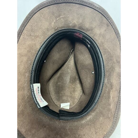 Minnetonka Genuine Leather Hat Size Large Brown Distressed - Picture 5 of 8